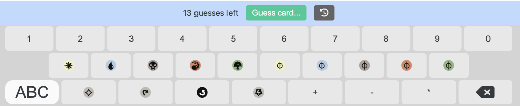 spellify keyboard layout with mana symbols